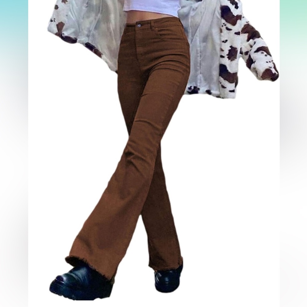 Brown bell bottom-ish jeans